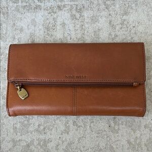 Vintage Nine West Tan Buttery Smooth Real Genuine Leather Wallet Long Bifold